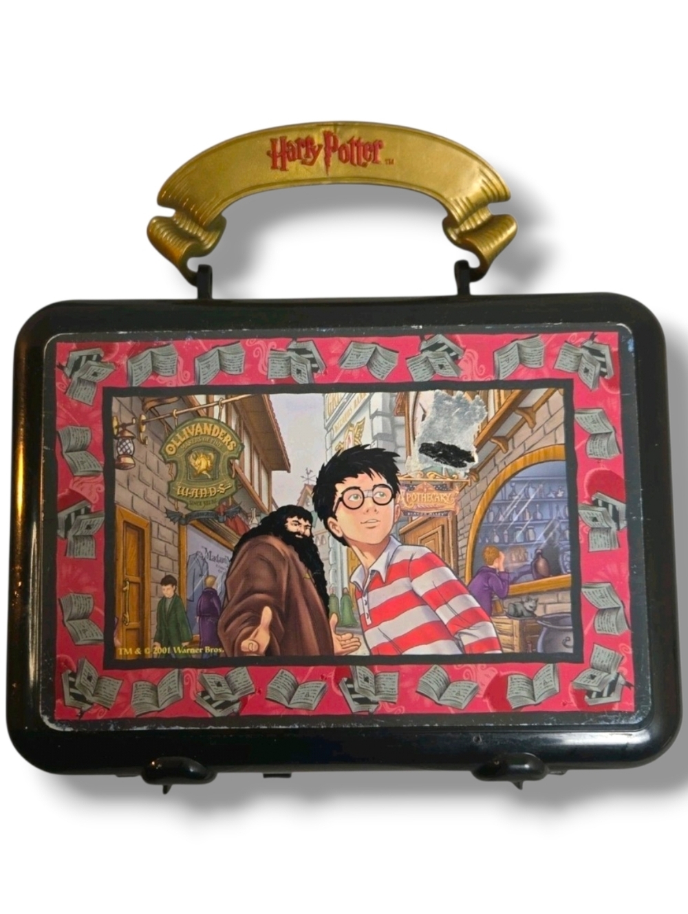 Harry Potter School Box 2001 WB Pyramid Black School Box Broken Hinge Rare VTG